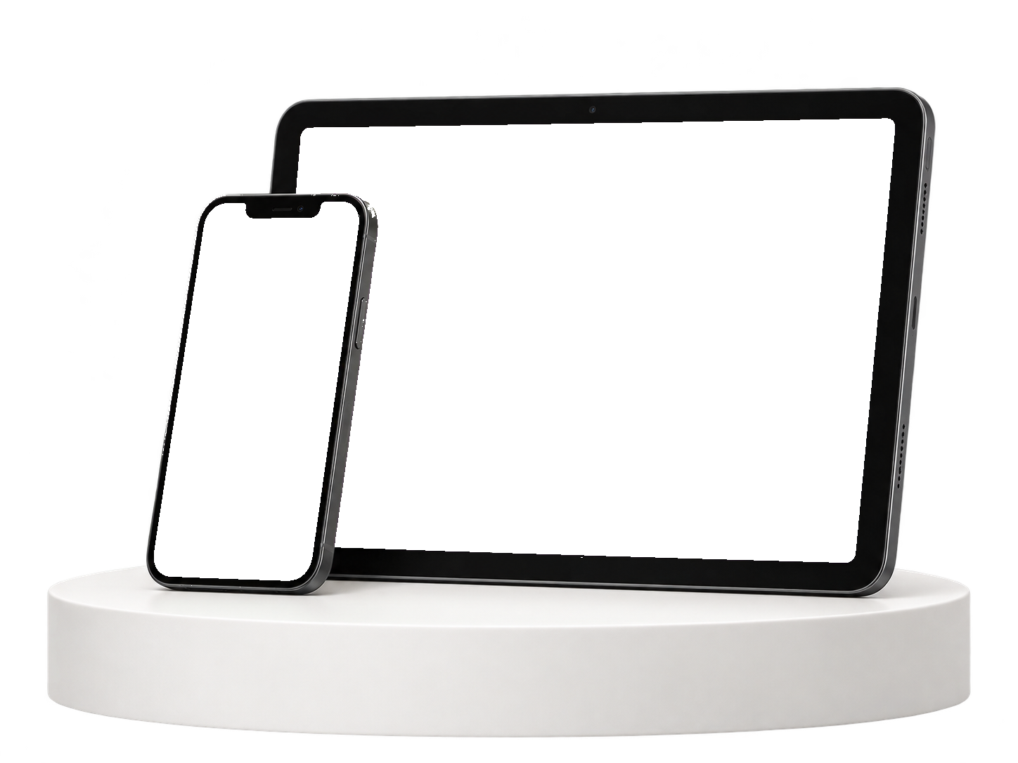 Mockup de iPad y teléfono con el sistema de Backoffice en pantalla.